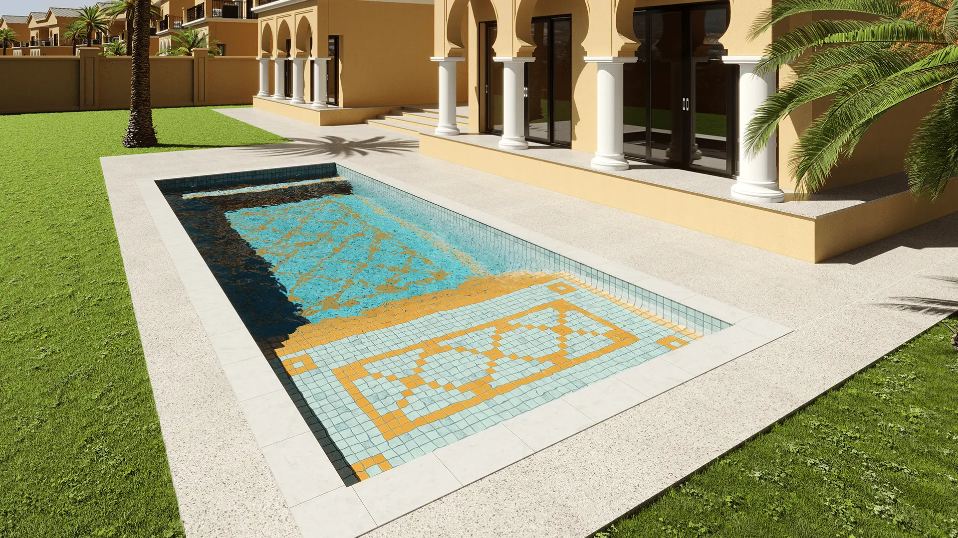 Fes Blue - 30-foot tiled pool with tanning ledge 2