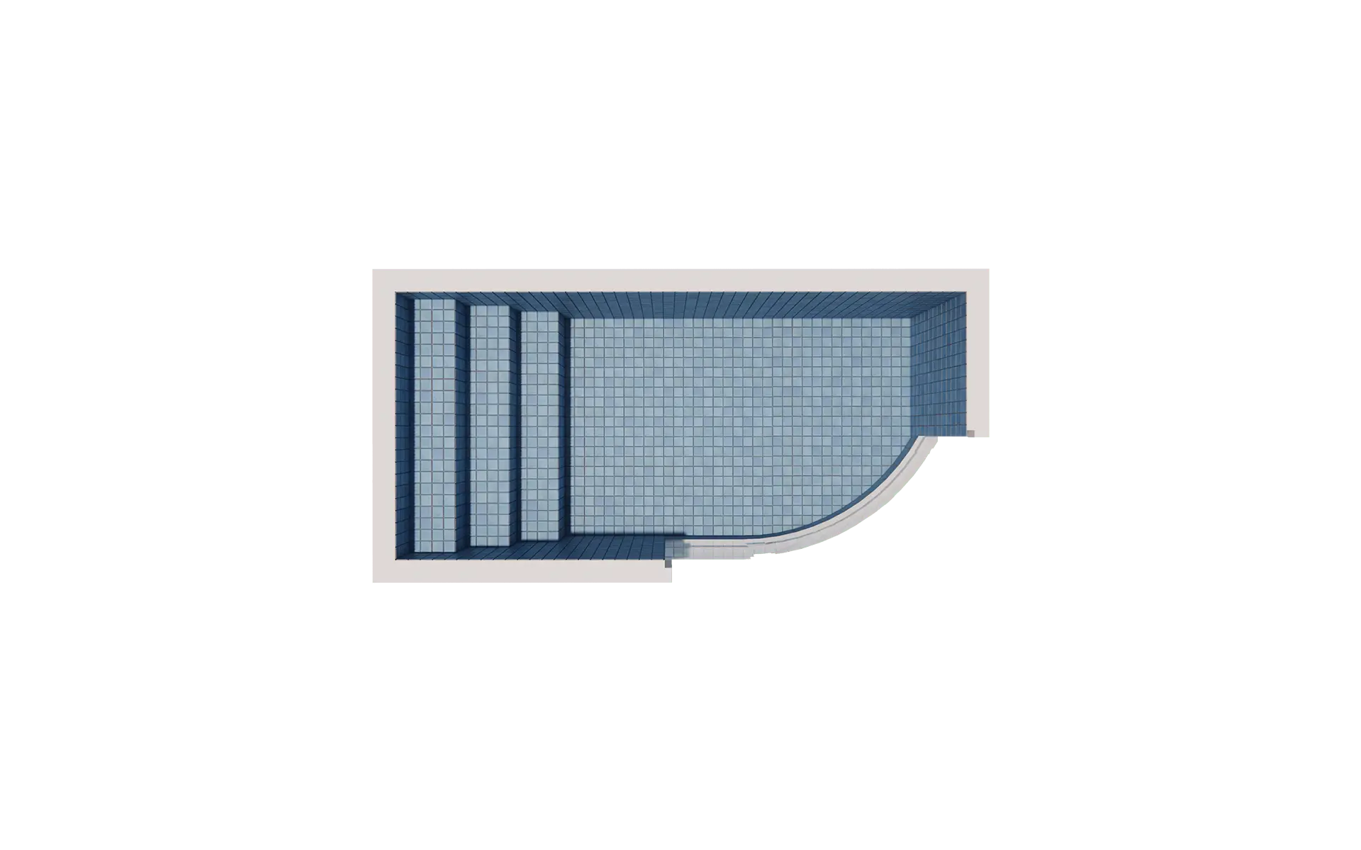 Murano - 13-foot tiled pool with curved glass wall - shell photo