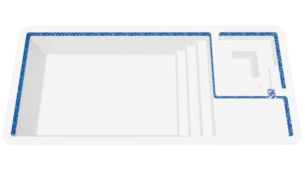 PENTARM POOLS - Atalaia - 30 Foot Rectangular Fiberglass Pool with Built in Spa - Shell Image